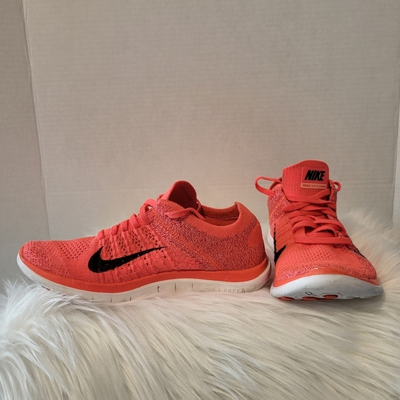 Nike Free Neon Orange Sneakers, Size 6 - Picture 2 of 5